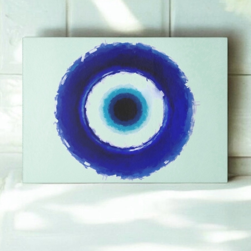 Blue Evil Eye Good Luck NEW glass cutting board charcuterie board